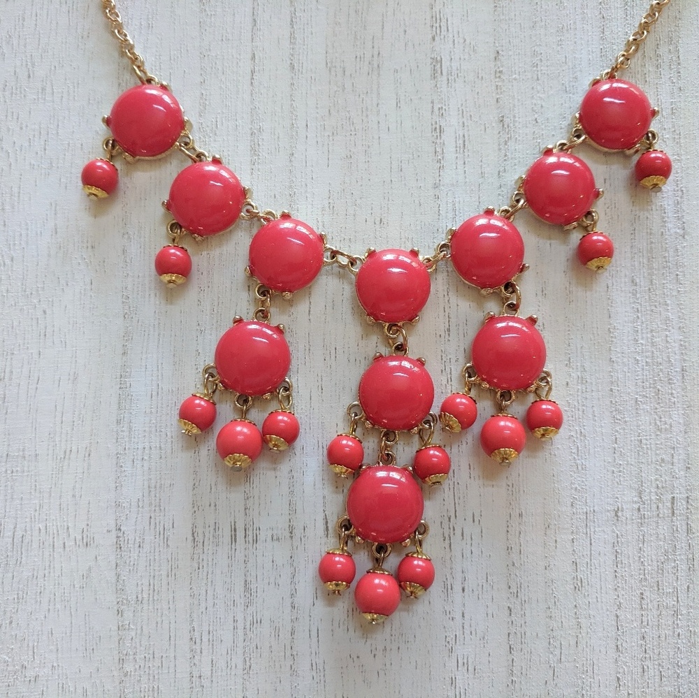 Coral and Gold Costume Necklace